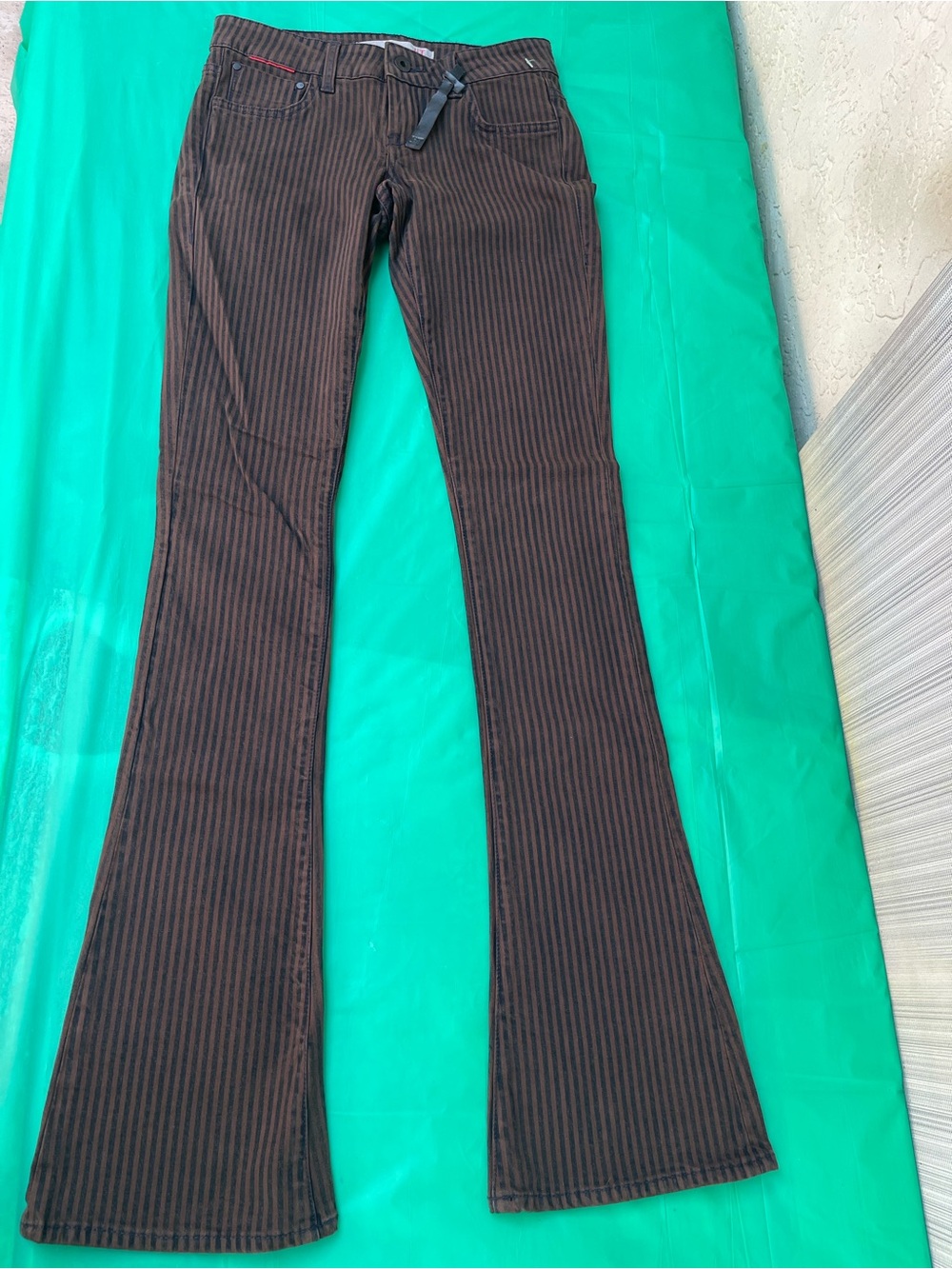 !it jeans Brown and Black Pinstripe Flared Jeans
